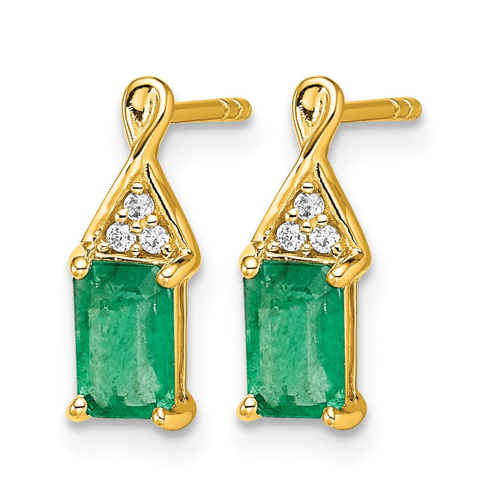 14k Emerald and Diamond Earrings