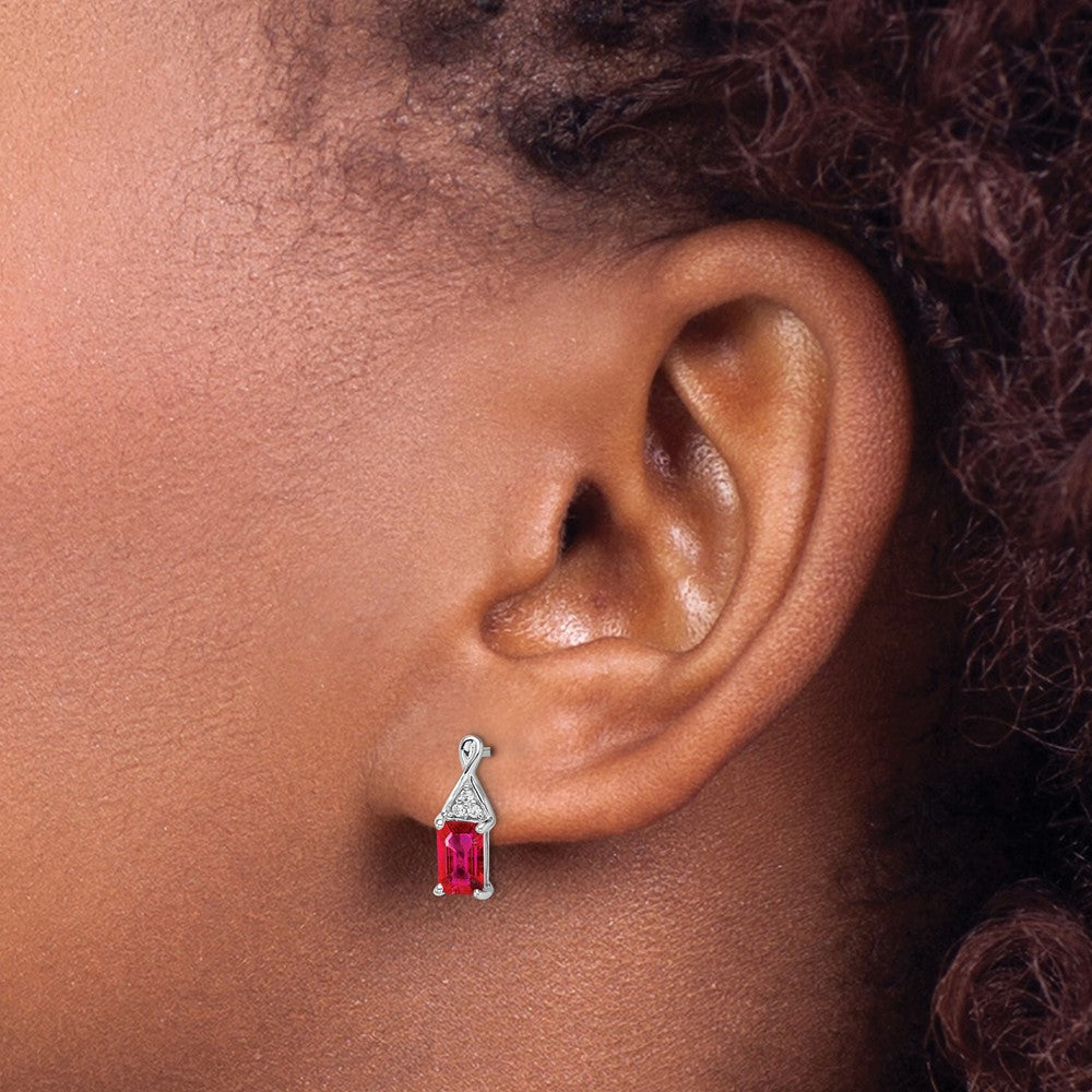 14k White Gold Ruby and Diamond Earrings
