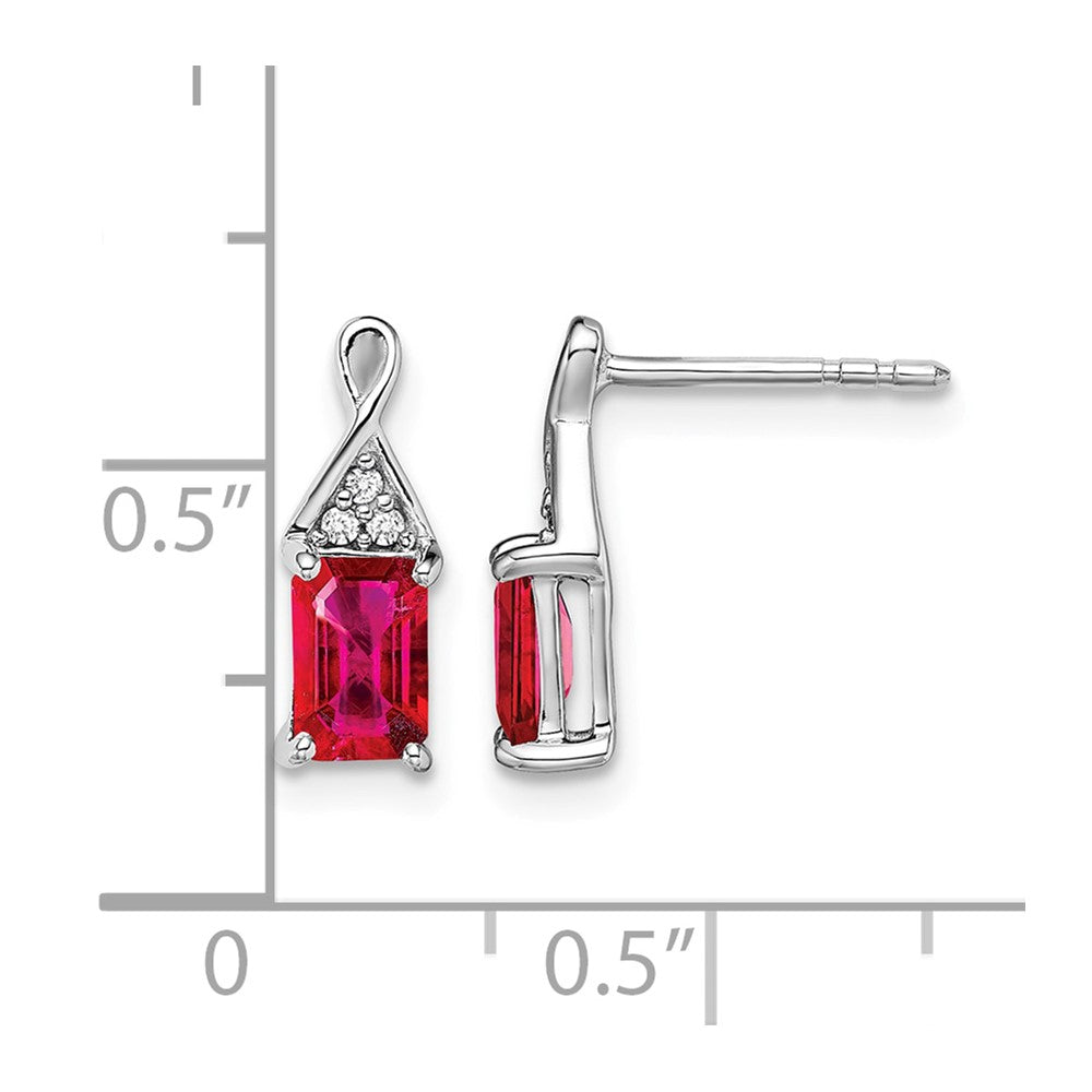 14k White Gold Ruby and Diamond Earrings