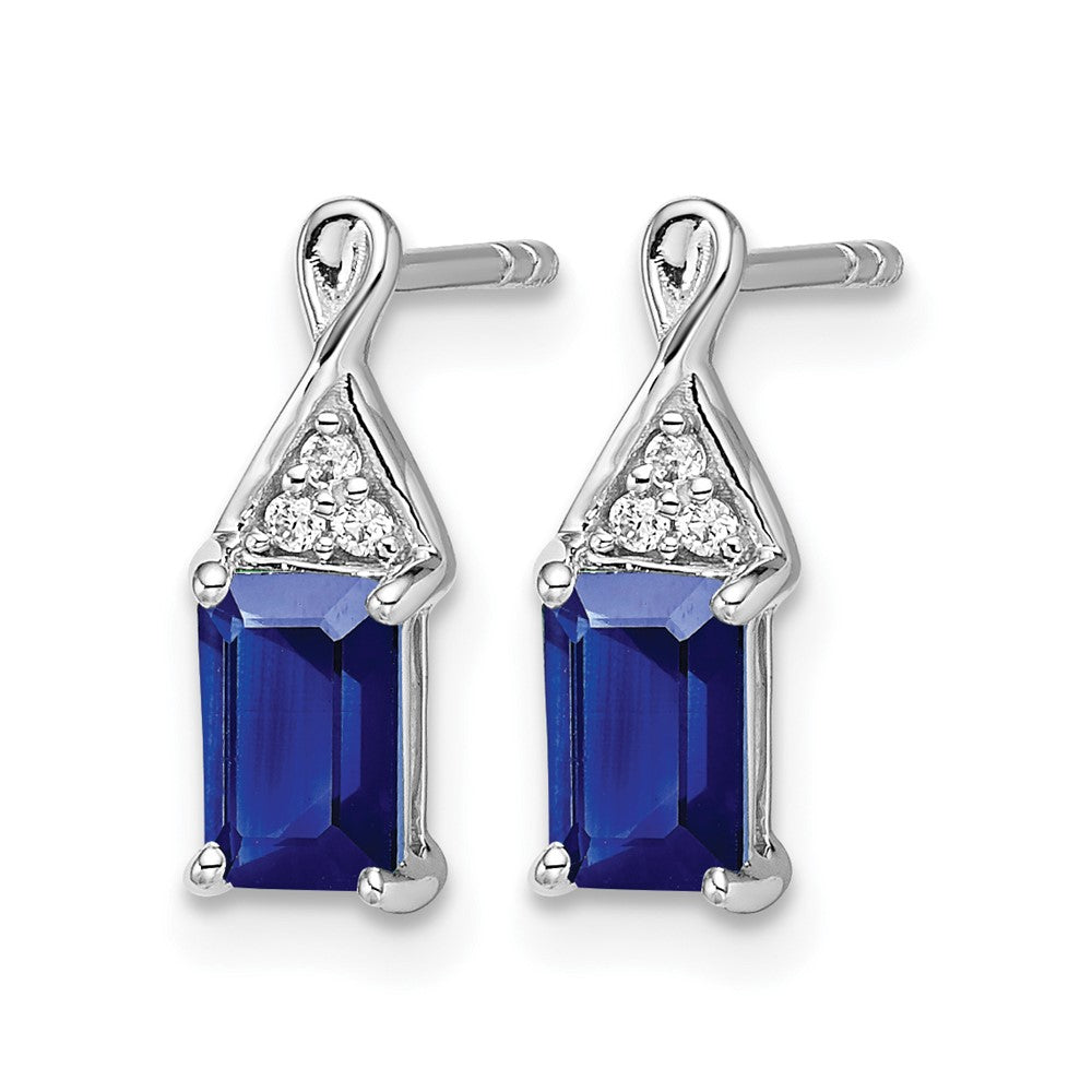 14k White Gold Sapphire and Diamond Earrings
