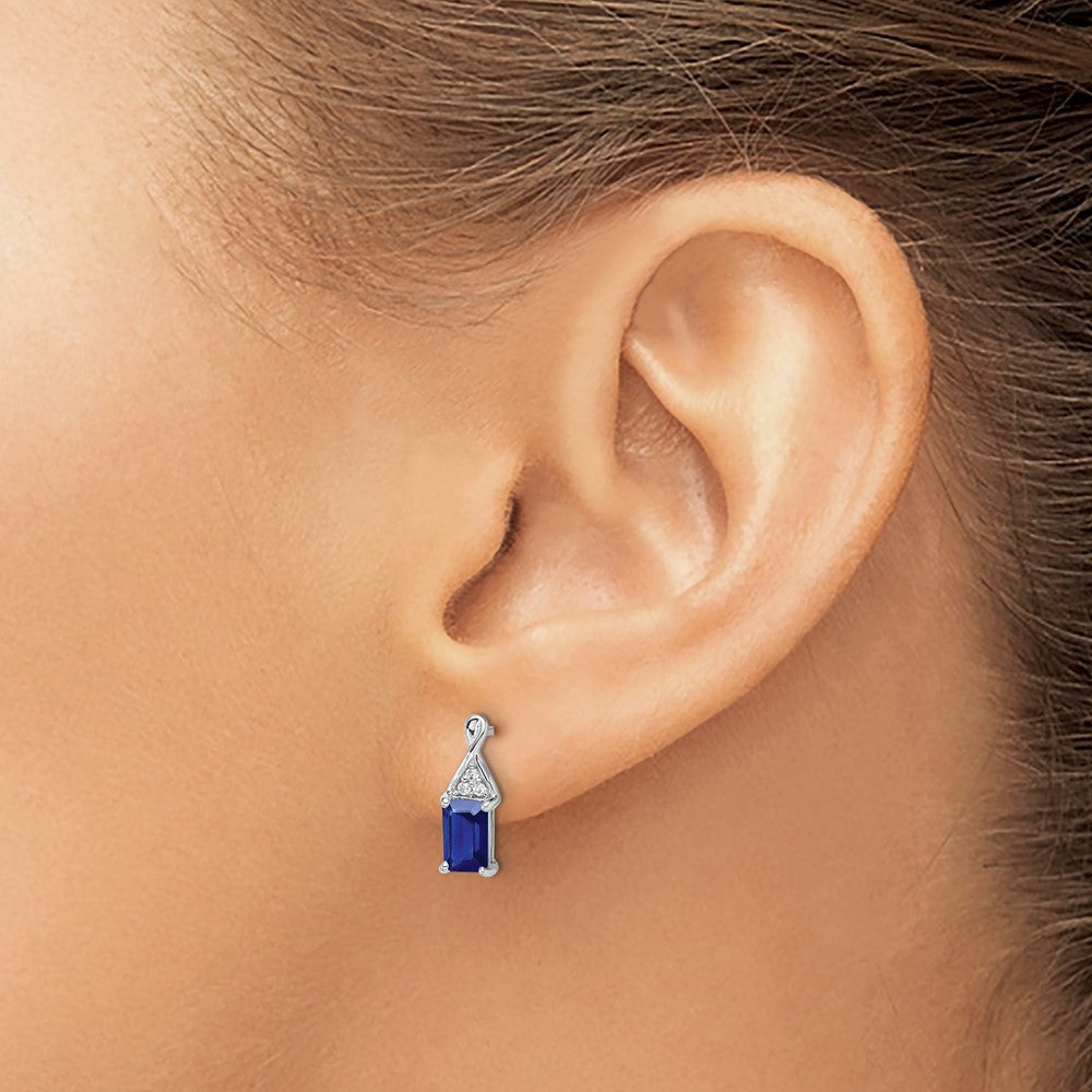 14k White Gold Sapphire and Diamond Earrings