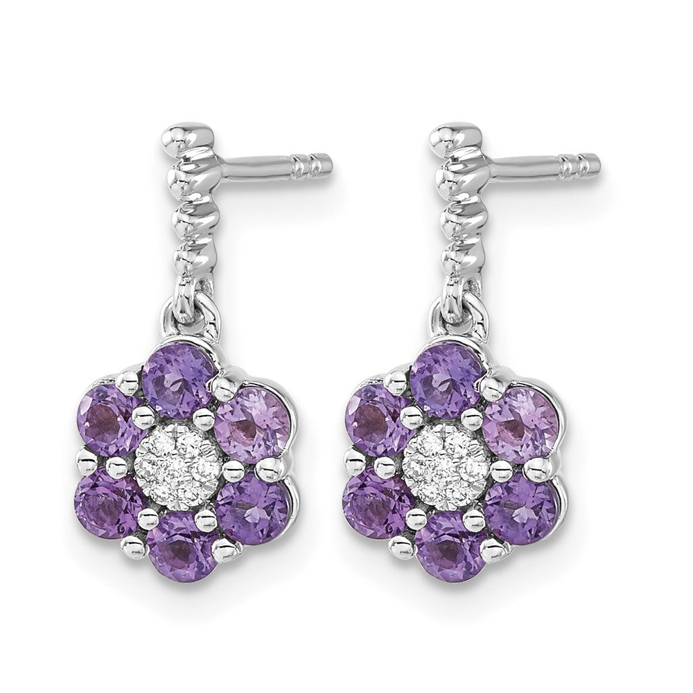 14k White Gold Amethyst and Diamond Earrings