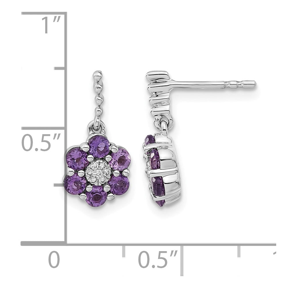 14k White Gold Amethyst and Diamond Earrings