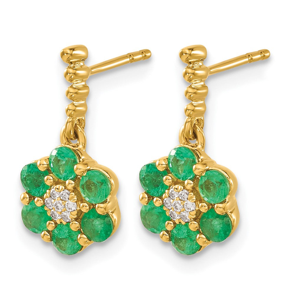 14k Emerald and Diamond Earrings