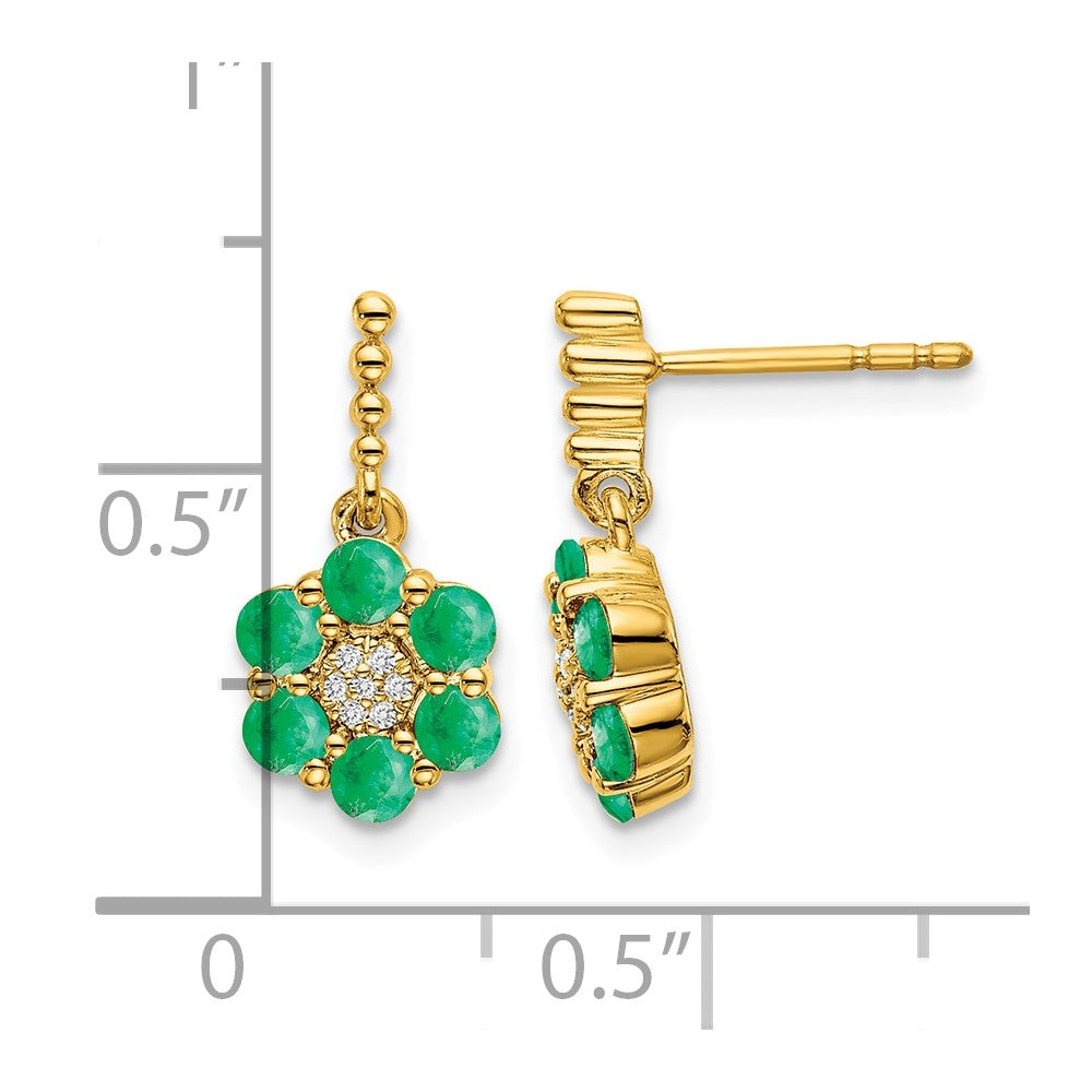 14k Emerald and Diamond Earrings