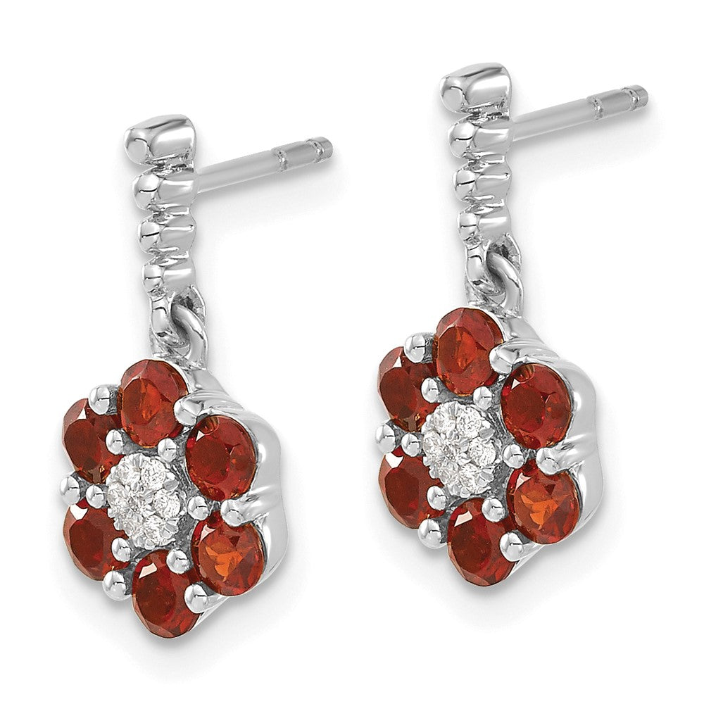 14k White Gold Garnet and Diamond Earrings