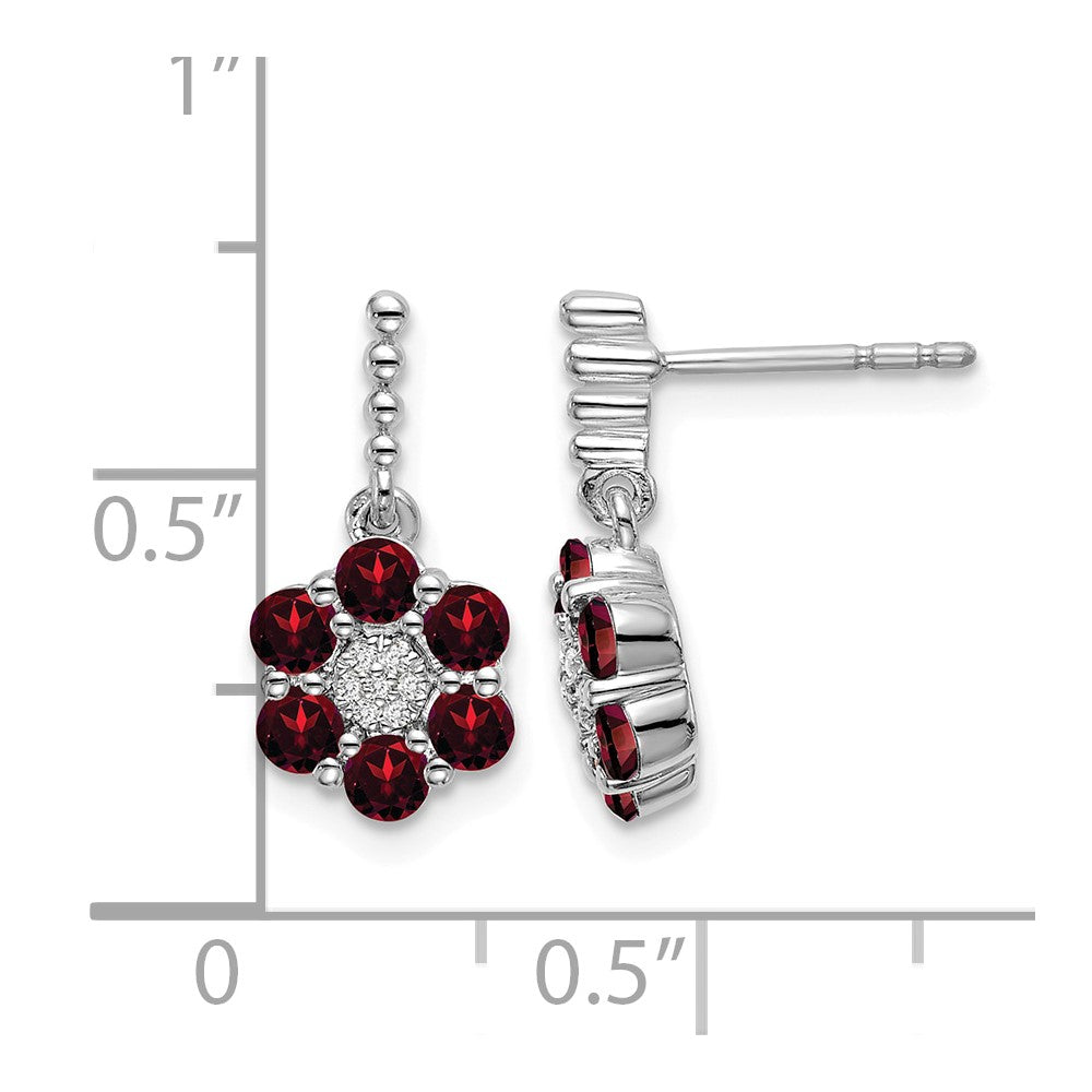 14k White Gold Garnet and Diamond Earrings