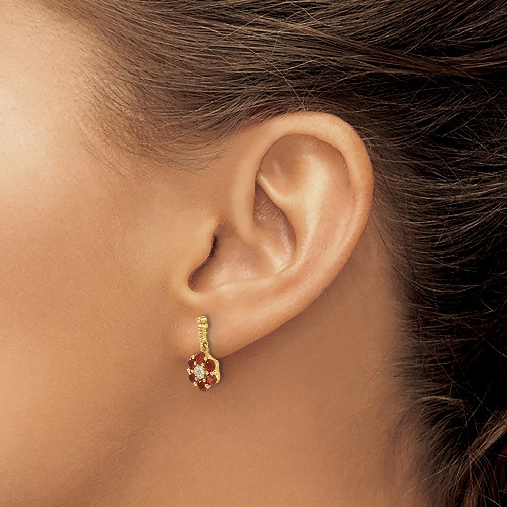 14k Garnet and Diamond Earrings