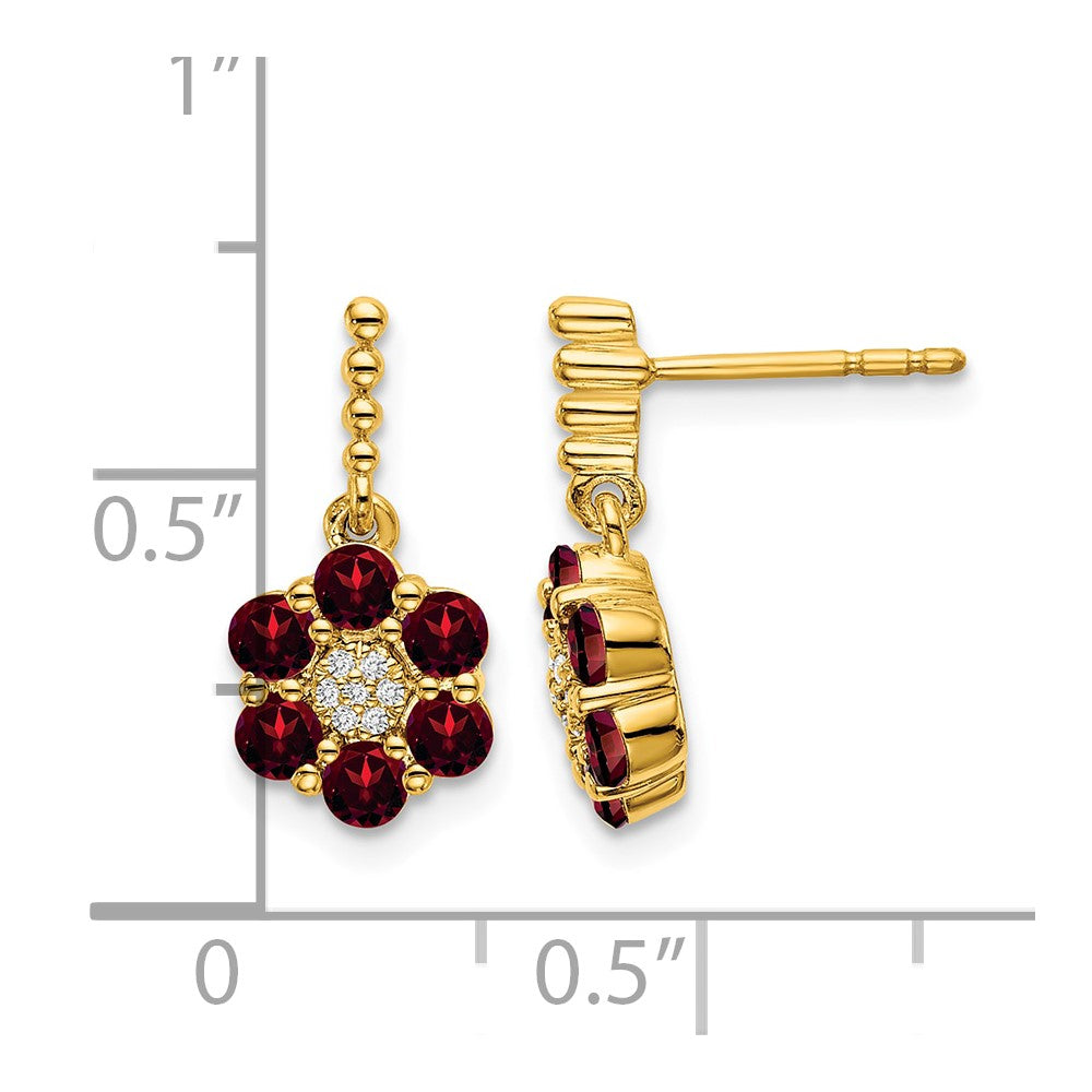 14k Garnet and Diamond Earrings