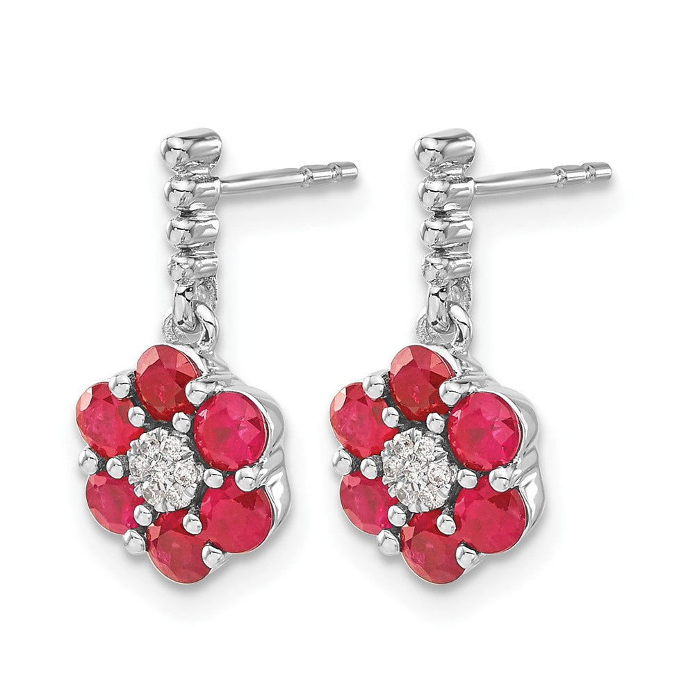 14k White Gold Ruby and Diamond Earrings