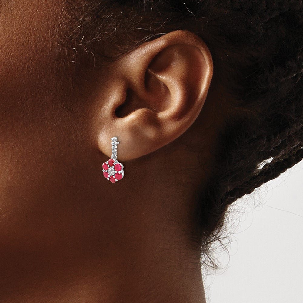 14k White Gold Ruby and Diamond Earrings