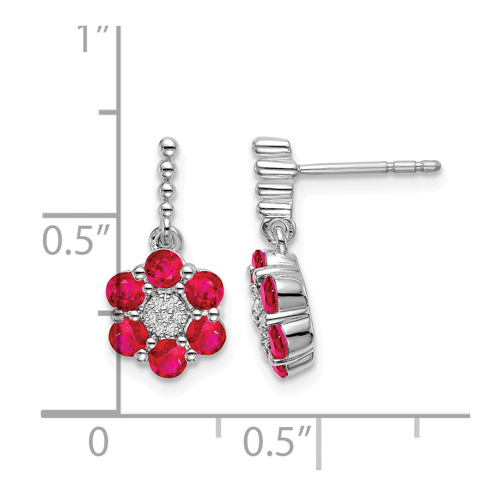 14k White Gold Ruby and Diamond Earrings