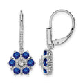 14k White Gold Sapphire and Diamond Leverback Earrings