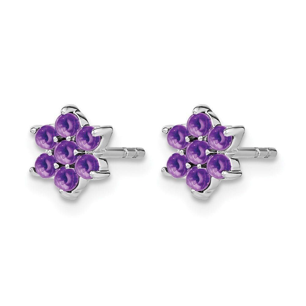 14k White Gold Amethyst Floral Post Earrings