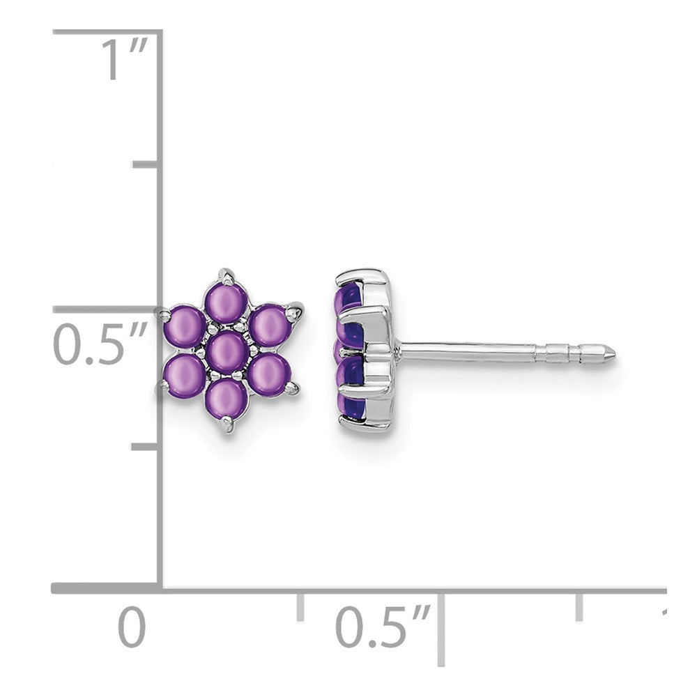 14k White Gold Amethyst Floral Post Earrings
