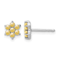 14k White Gold Citrine Floral Post Earrings