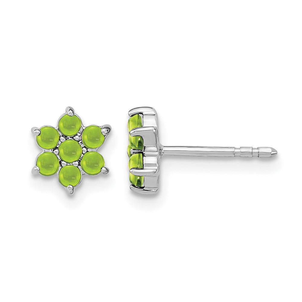 14k White Gold Peridot Floral Post Earrings