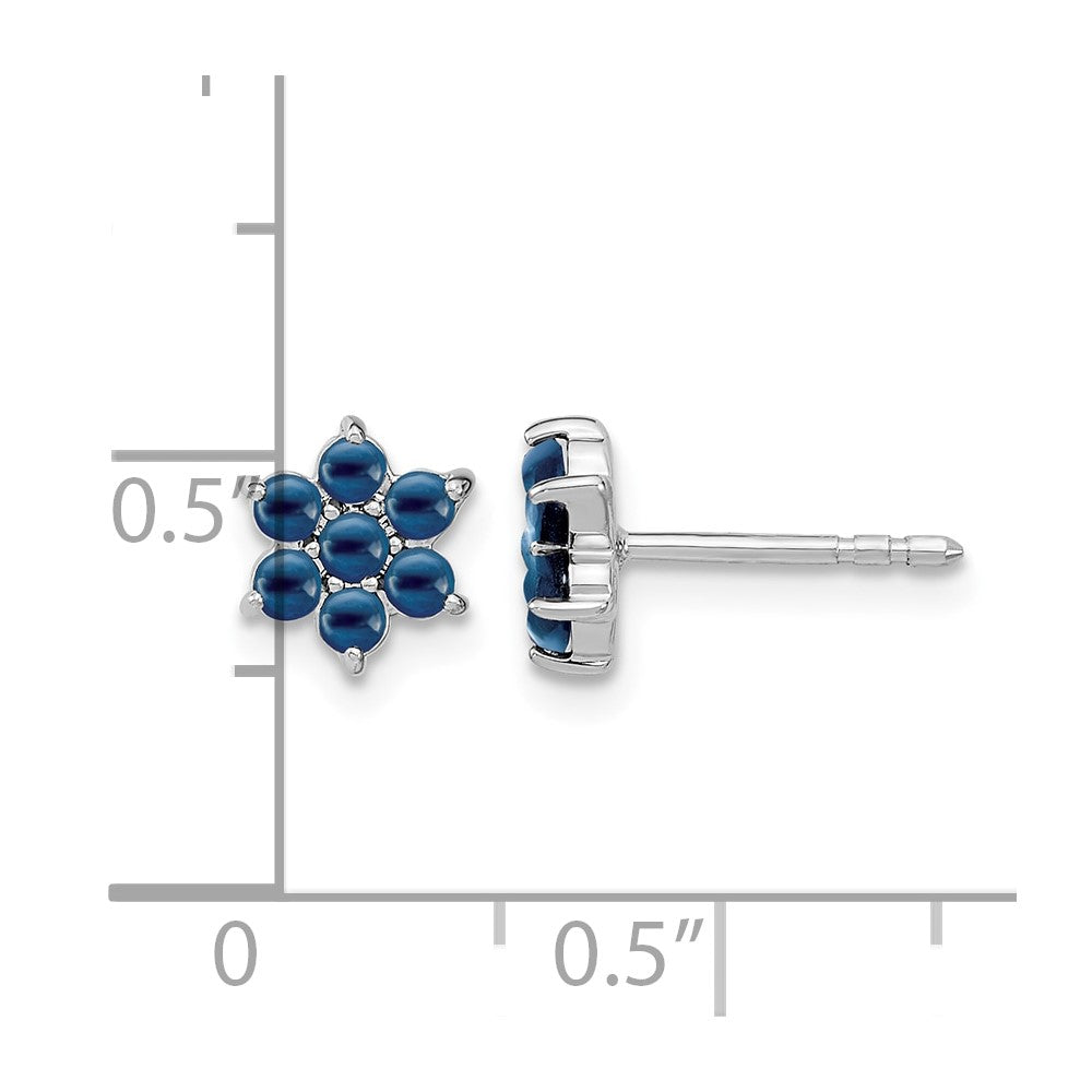 14k White Gold Sapphire Floral Post Earrings
