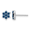 14k White Gold Sapphire Floral Post Earrings