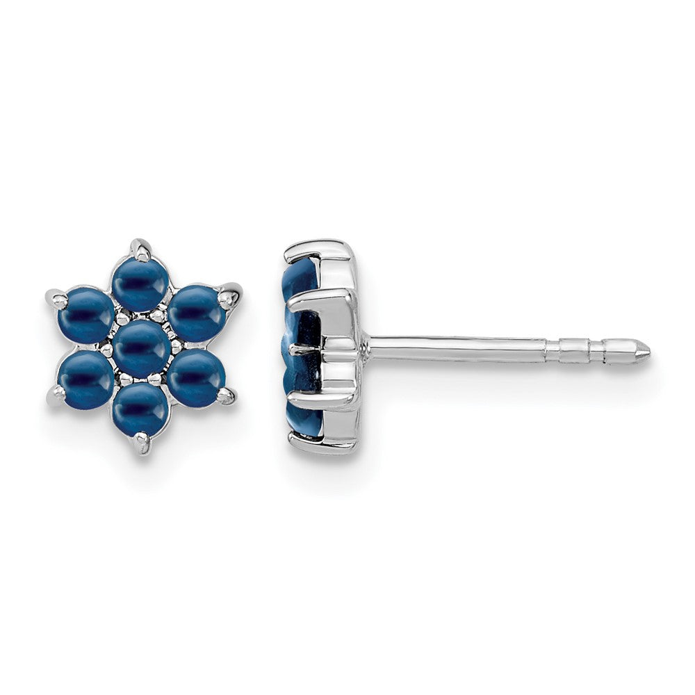 14k White Gold Sapphire Floral Post Earrings