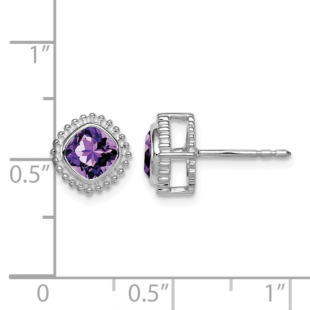 10k White Gold Cushion Amethyst Earrings