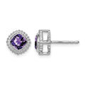 10k White Gold Cushion Amethyst Earrings
