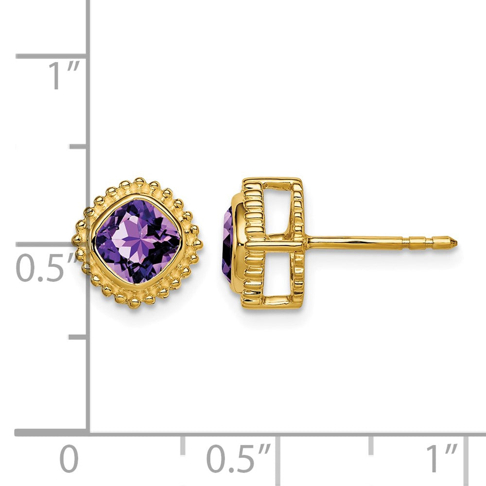 14k Cushion Amethyst Earrings