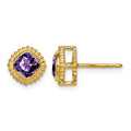14k Cushion Amethyst Earrings