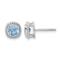 10k White Gold Cushion Blue Topaz Earrings