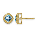 10k Cushion Blue Topaz Earrings