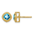 14k Cushion Blue Topaz Earrings