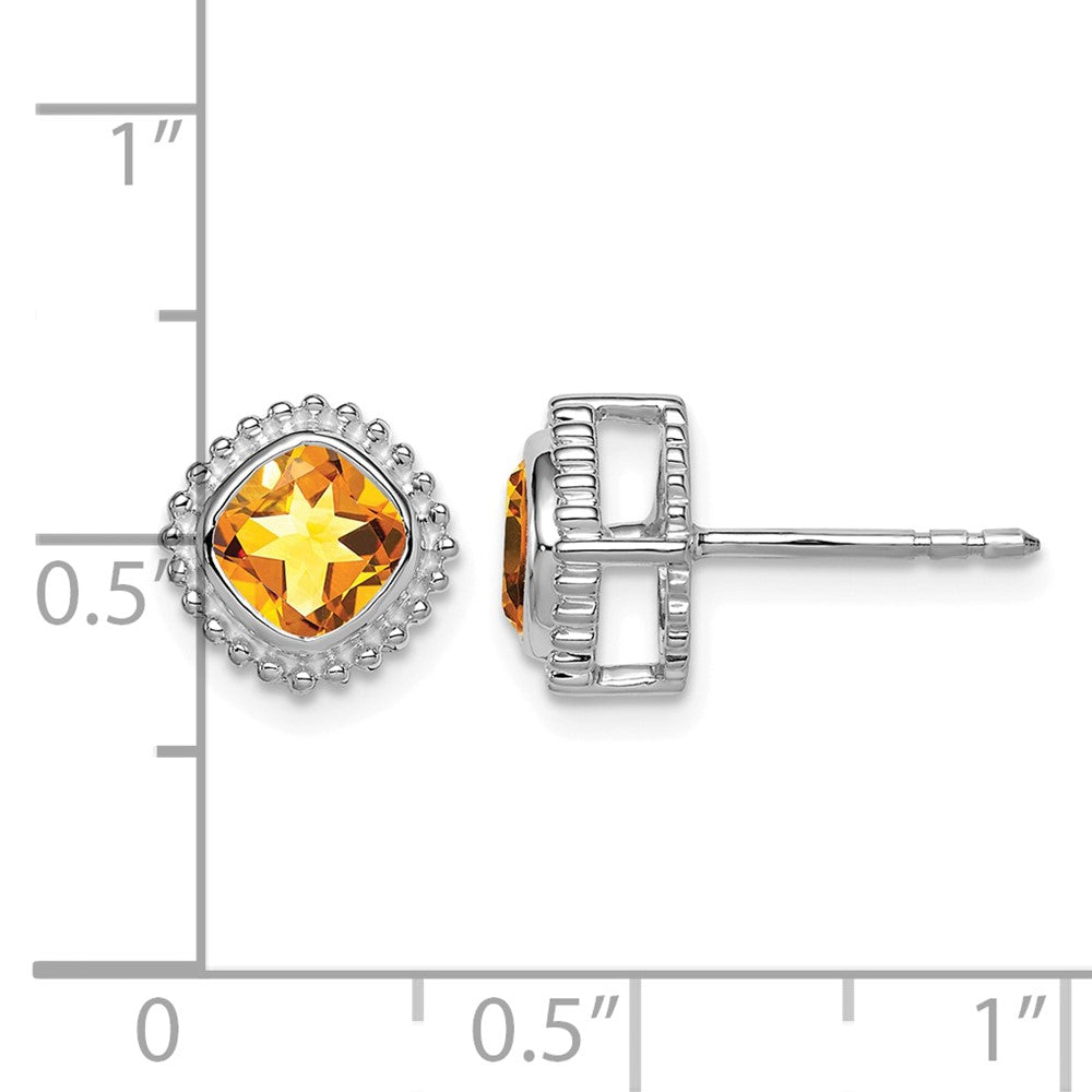 14k White Gold Cushion Citrine Earrings