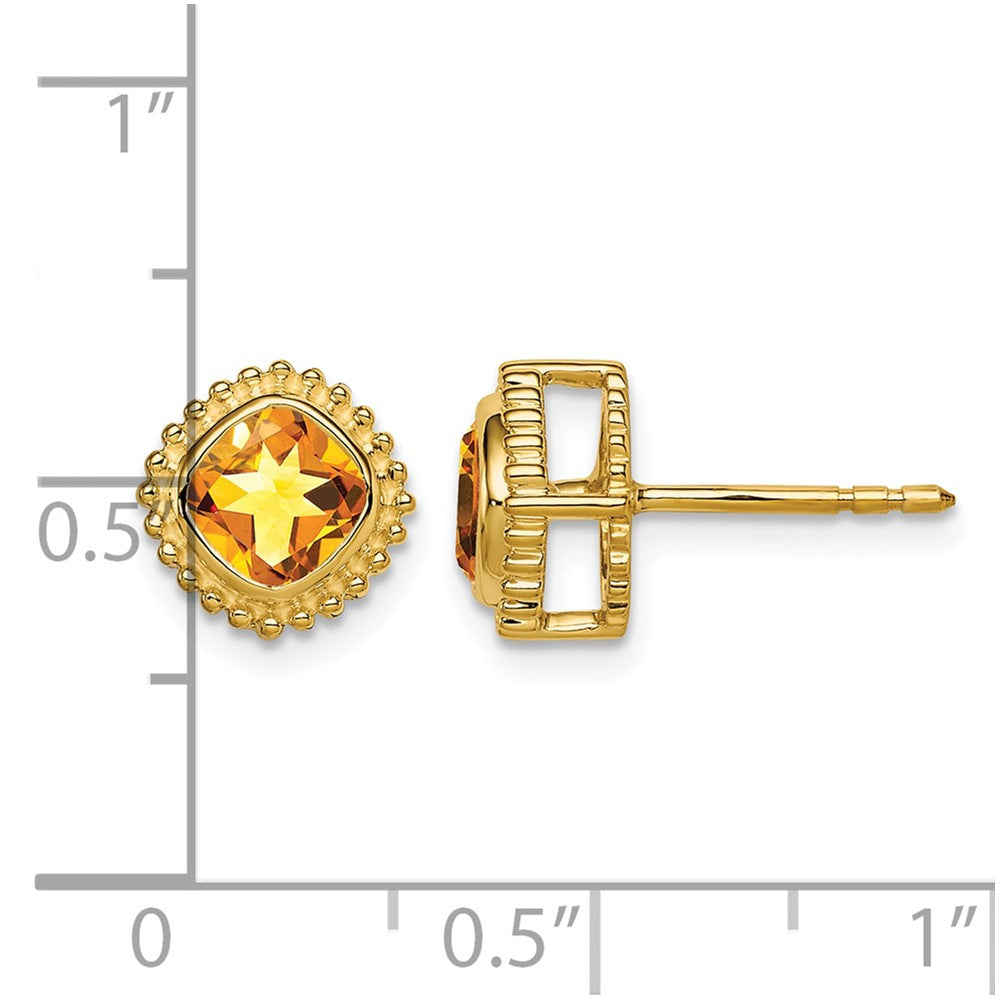 14k Cushion Citrine Earrings