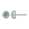 10k White Gold Cushion Emerald Earrings