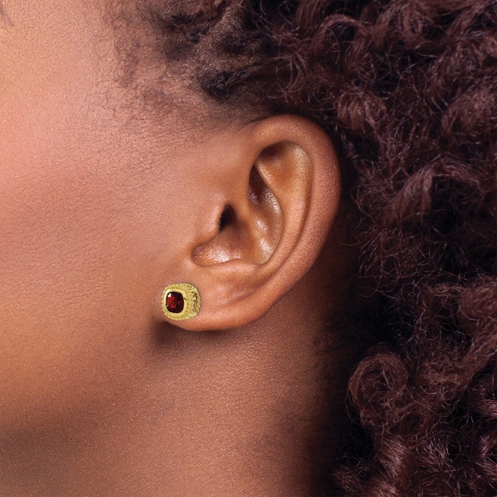 10k Cushion Garnet Earrings