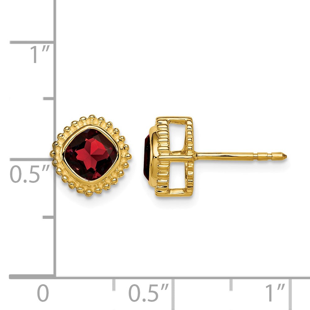 10k Cushion Garnet Earrings