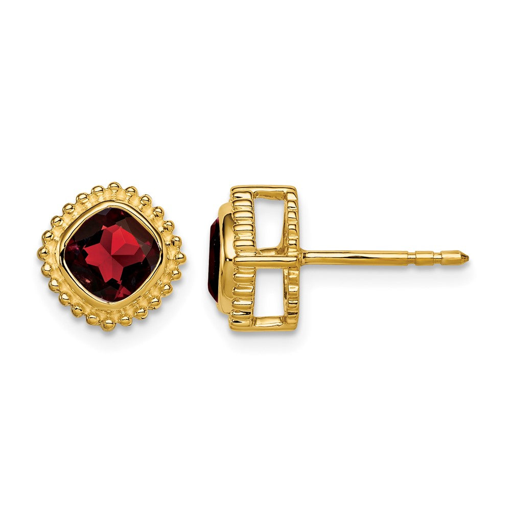 10k Cushion Garnet Earrings
