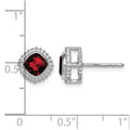 14k White Gold Cushion Garnet Earrings