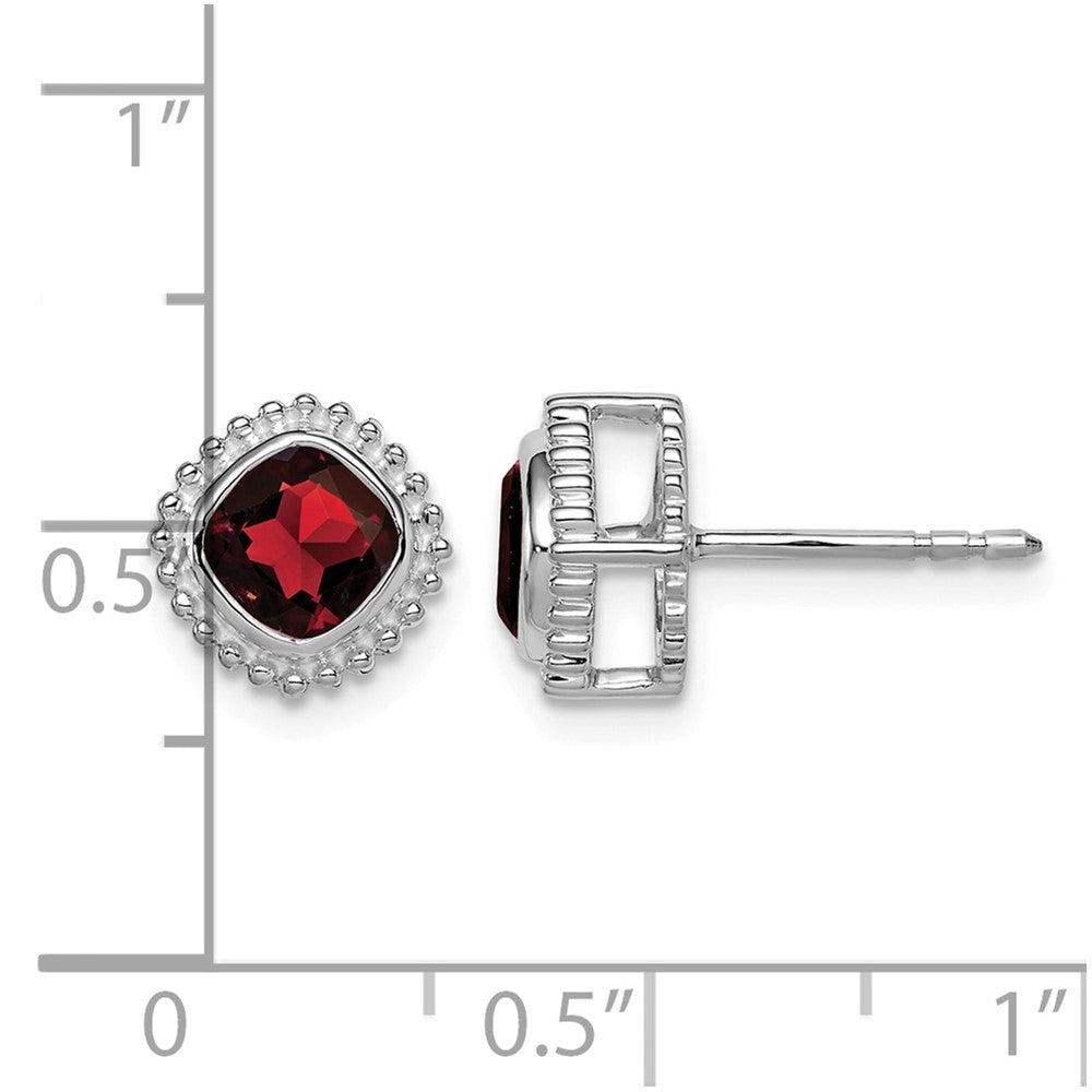 14k White Gold Cushion Garnet Earrings