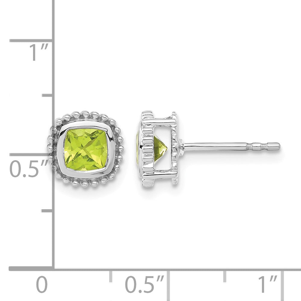 10k White Gold Cushion Peridot Earrings