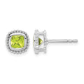 10k White Gold Cushion Peridot Earrings