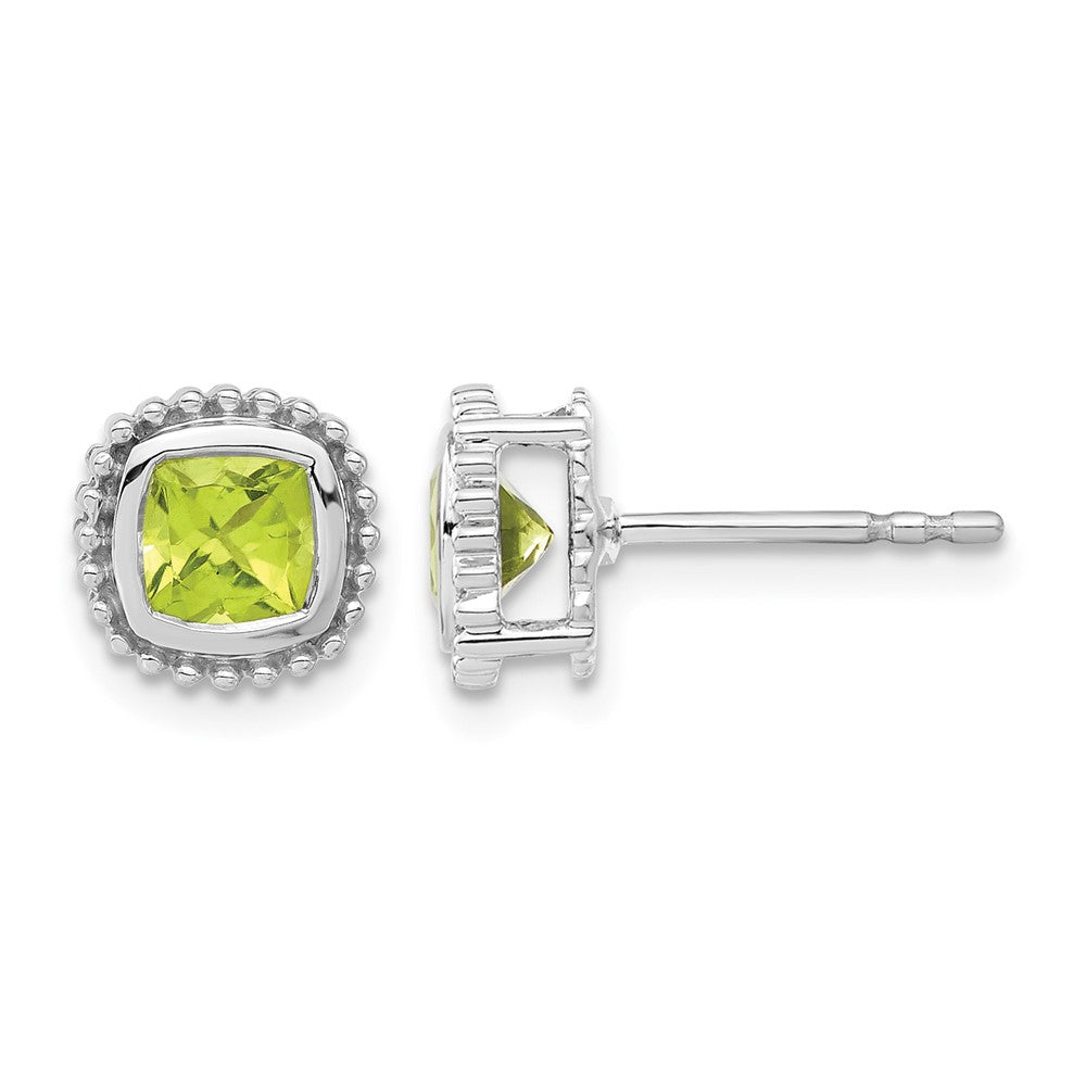 10k White Gold Cushion Peridot Earrings