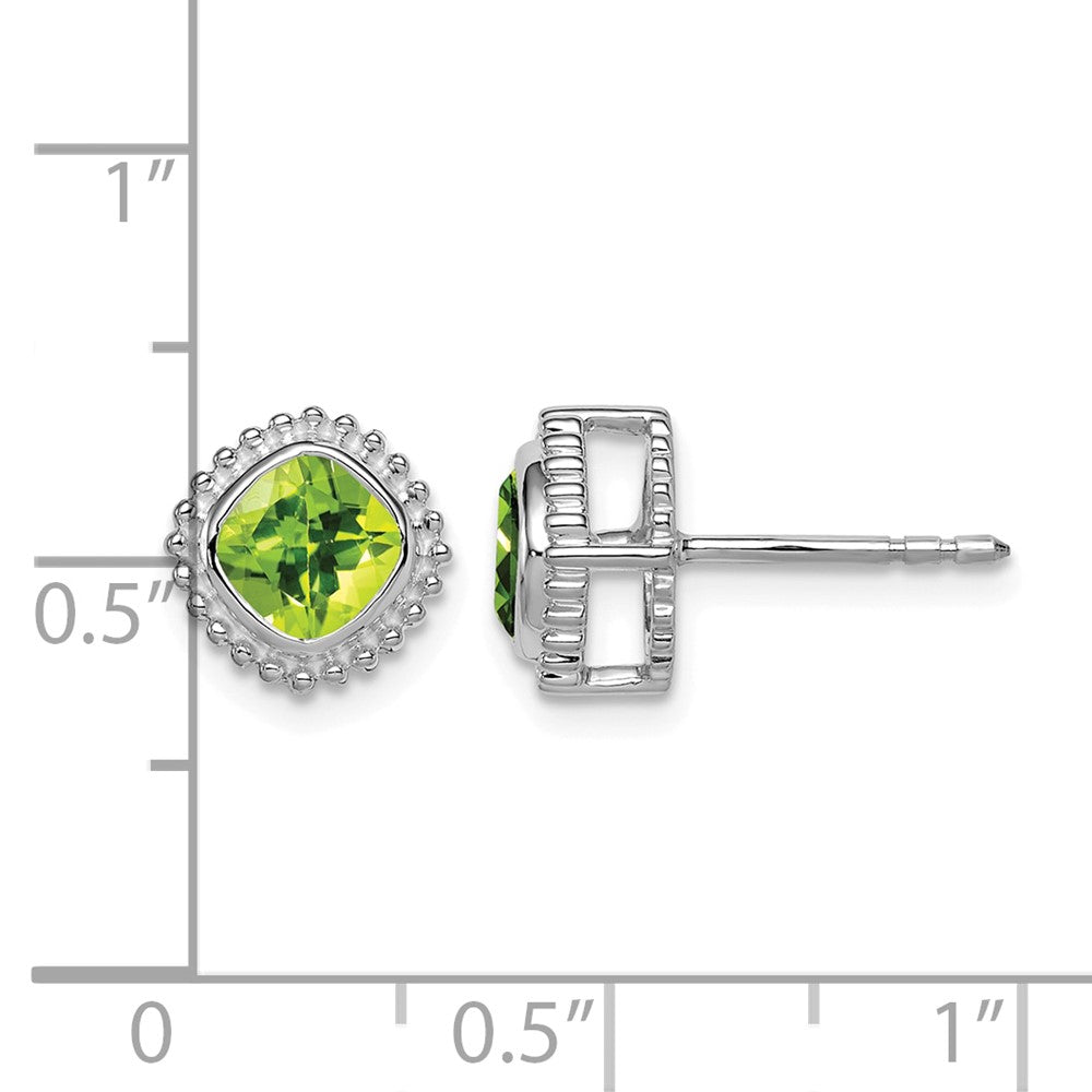 14k White Gold Cushion Peridot Earrings