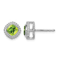 14k White Gold Cushion Peridot Earrings
