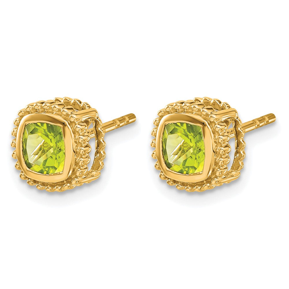 14k Cushion Peridot Earrings