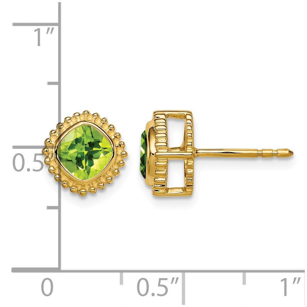 14k Cushion Peridot Earrings