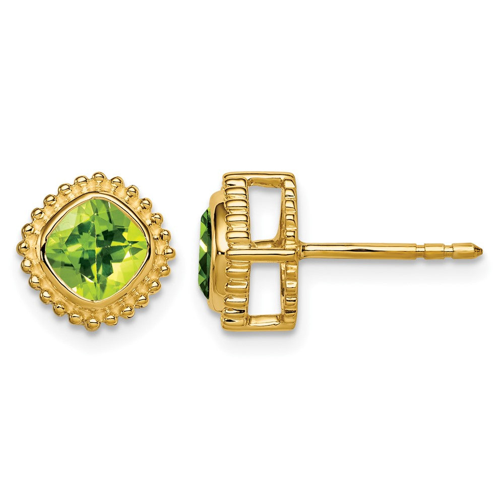 14k Cushion Peridot Earrings