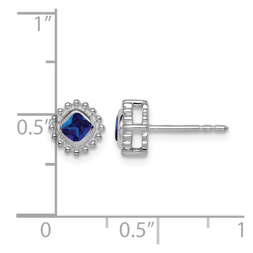 10k White Gold Cushion Sapphire Earrings