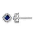 10k White Gold Cushion Sapphire Earrings