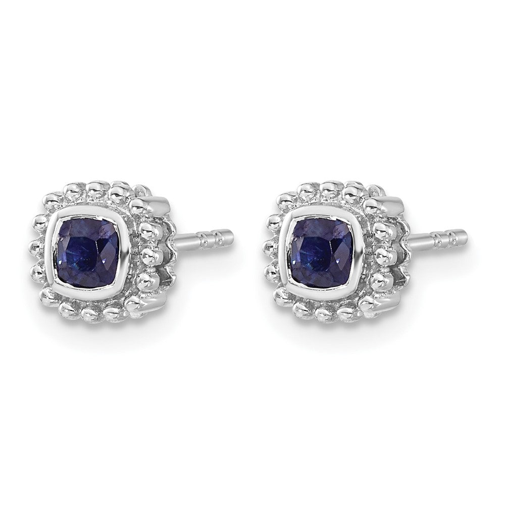 14k White Gold Cushion Sapphire Earrings